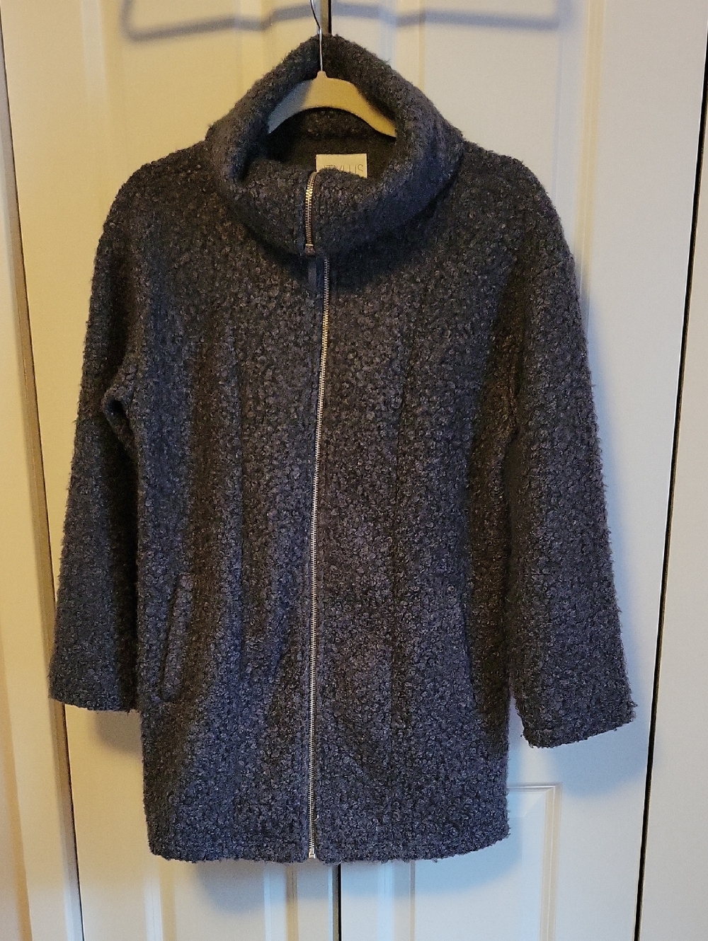 STYLUS Charcoal Gray Bouclé Zip Jacket